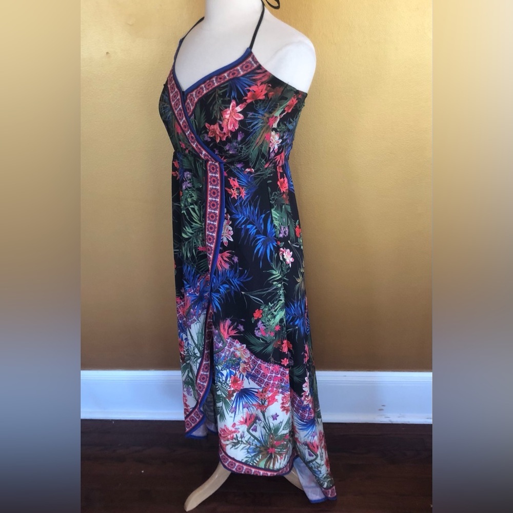 Flying Tomato Black & Multi color floral empire maxi tropical Sun dress Size XS - Picture 5 of 12